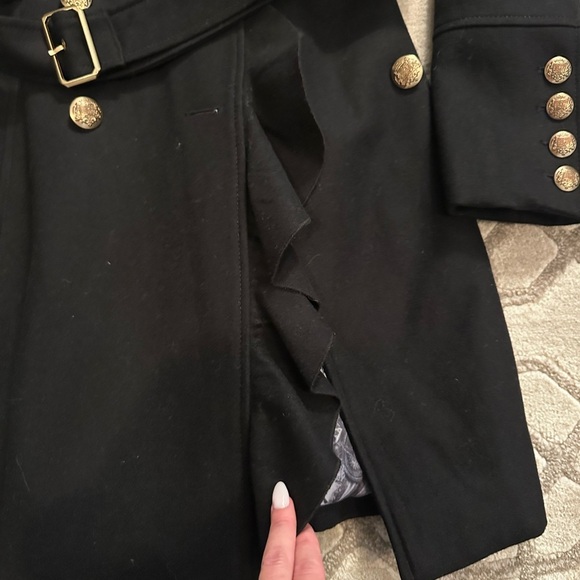 GUESS Black Trench Coat with Gold Buttons - Picture 4 of 6